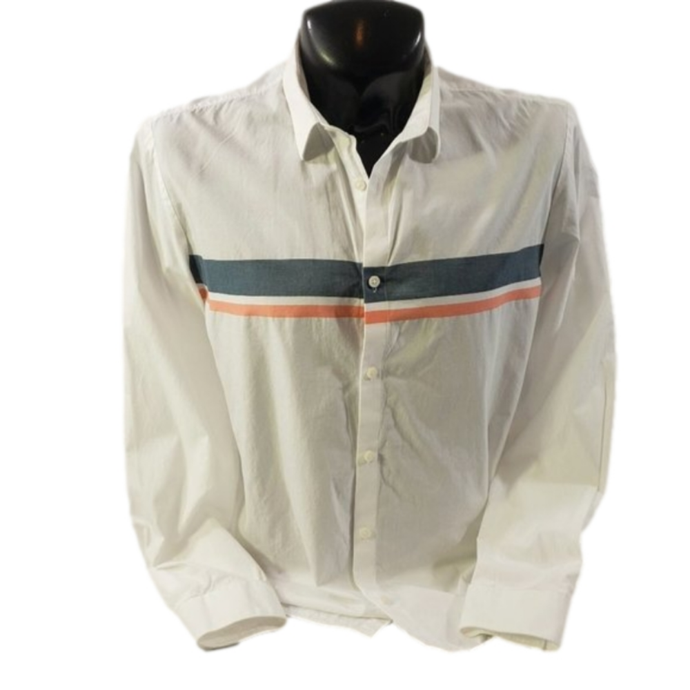 Calvin Klein Men's White Long Sleeve Button Down Shirt – Size Large